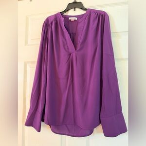 Calvin Klein Violet Long-Sleeve V-Neck Blouse